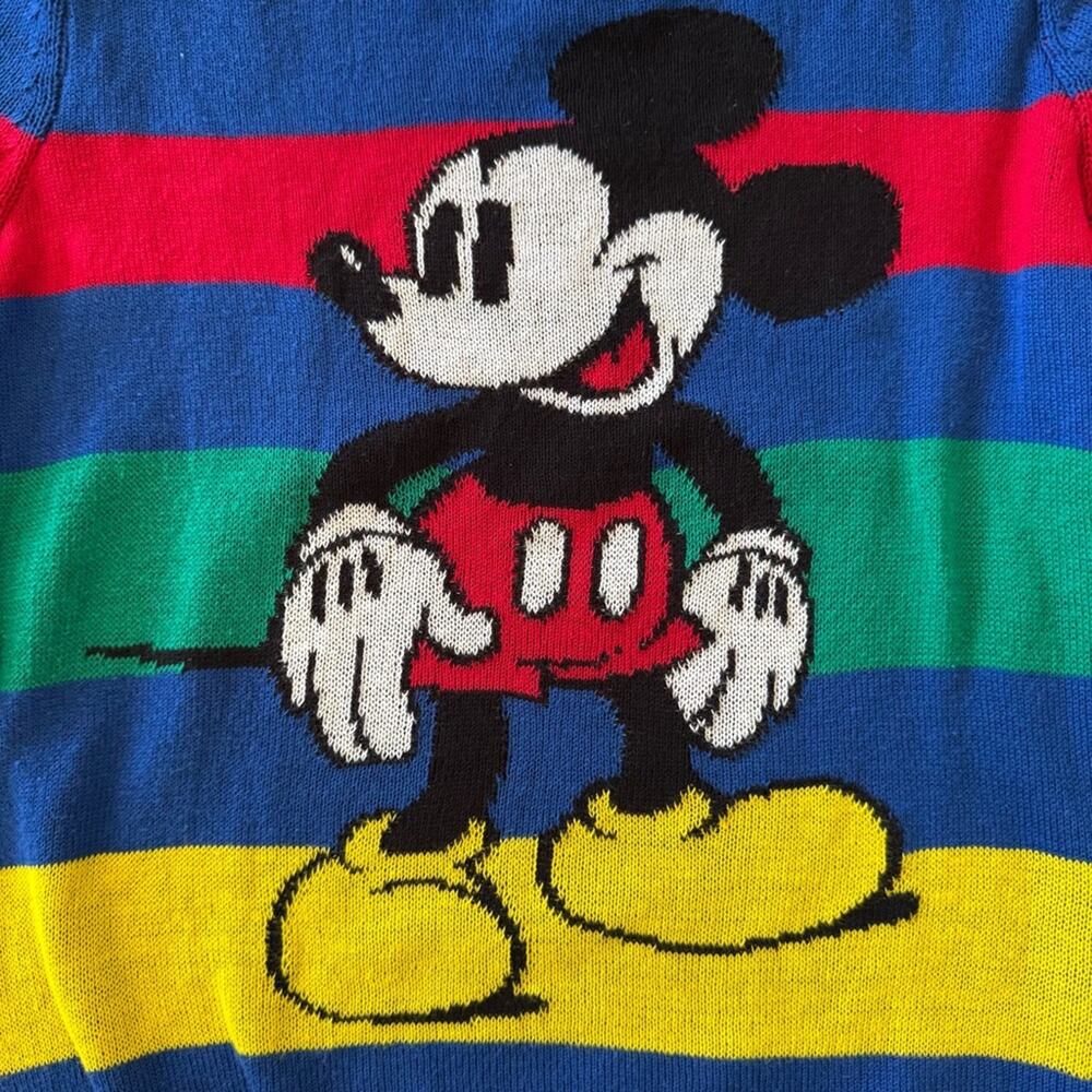 Mickey Mouse Disney 100 Kids’ Colorful Striped Sweater Size M - Picture 3 of 7